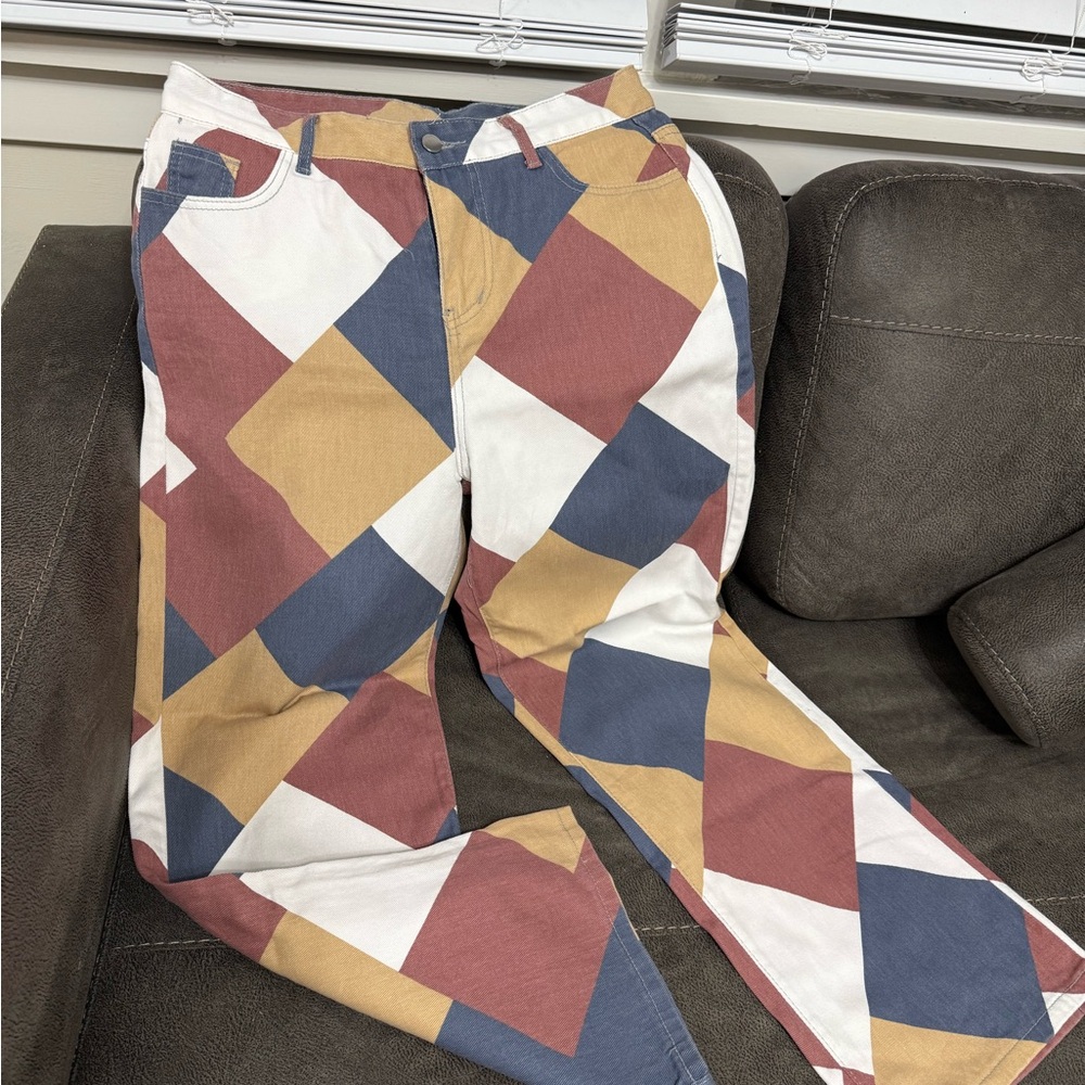 Colorful Geometric Pattern Pants